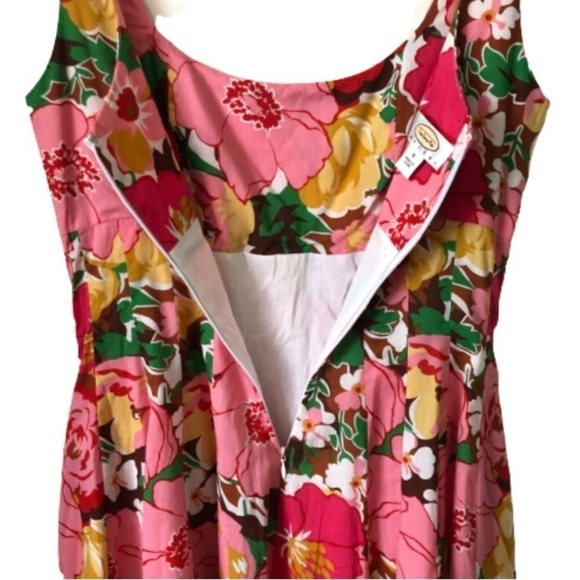 Talbots flrl slvlss empire wst  fit & flare lined cotton round nk drss SZ 6P - Picture 7 of 12